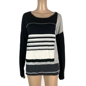 Vince Black and Gray Striped Sweater